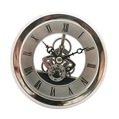 Image of sharprepublic 103mm Skeleton Quartz Clock Movement Insert Roman Numeral Clear Face Silver