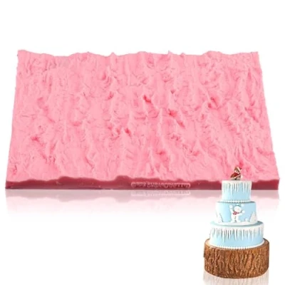 Image of Tree Bark Cake Fondant Mold, Lace Baking Non Stick Impression Mat, Silicone Decorating Mold