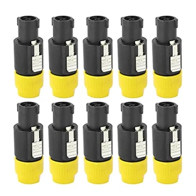 Image of Kuuleyn Audio Speaker Plug, Connector Waterproof 4 Pin Speakon Plug Cable Connector(yellow)