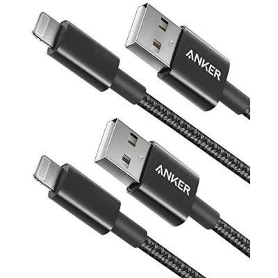 Image of Anker iPhone Charger Cable, [2 Pack] 3.3ft Lightning Premium Nylon USB A to MFi Certified Cable for SE/Xs/XS Max/XR/X/8 Plus/7/6 Plus, iPad, and More.
