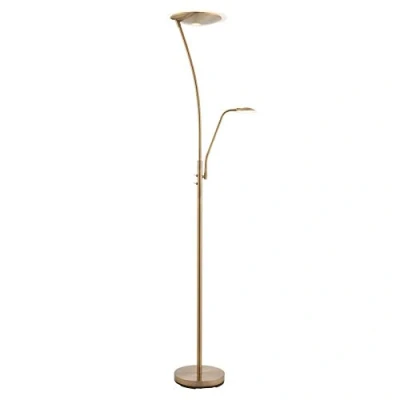 Image of Alassio LED 1 Light Floor Lamp Antique Brass, And Frosted Plastic