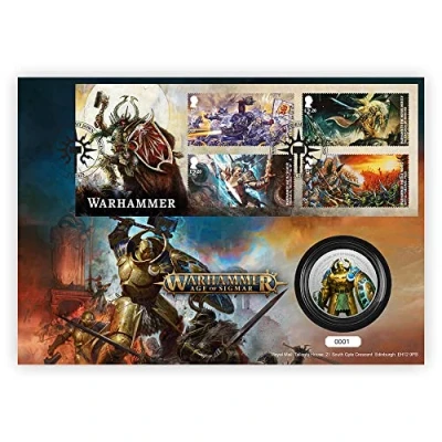 Image of Official Limited Edition Warhammer Age of Sigmar Medal Cover by Royal Mail.