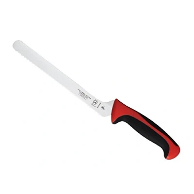 Image of Mercer Culinary M22418RD Millennia Offset Bread Knife with Wavy Edge, Red, 8 Inch