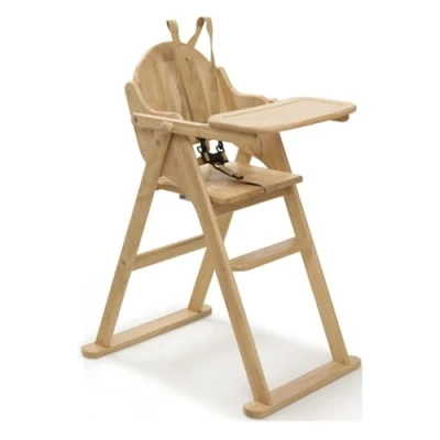 Image of Safetots Deluxe Putaway Folding Wooden High Chair, Natural, Highchair for Baby and Toddler, Pre Assembled, Stylish, Practical, Space Saving Chair