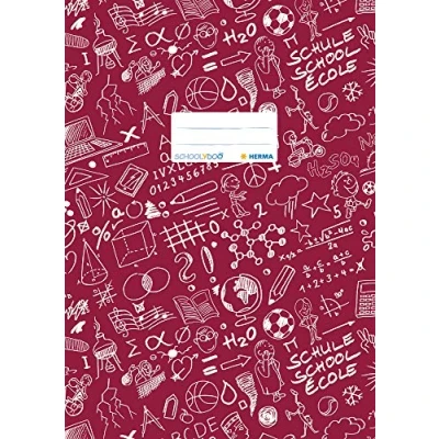 Image of HERMA Exercise Book cover A4 SCHOOLYDOO design, with inscription label, made of wipeable and sturdy plastic, slip on jackets for school, ruby