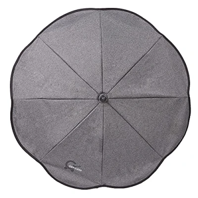Image of Gesslein Design 703 Parasol with Universal Bracket, Sun Protection for Pushchairs and Buggies, 70 cm Diameter, Flexible, Adjustable to 3 Positions, Round Oval Pipes, Mottled Grey