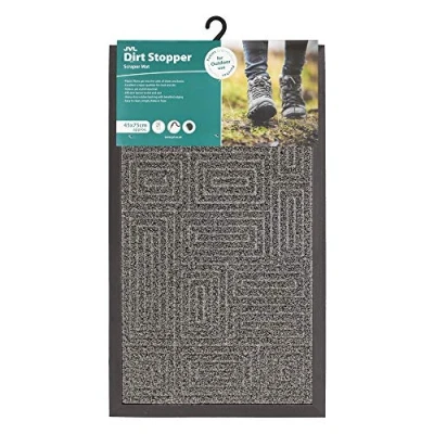 Image of JVL Patterned Dirt Stopper Scraper Maze Design Entrance Door Mat, TE PP/Rubber, Grey, 45 x 75 cm