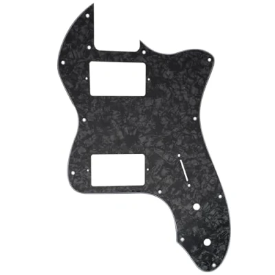 Image of Musiclily Pro 12 Holes Covered HH Guitar Pickguard For USA/Mexico Fender 72 Tele Thinline Style Electric Guitar, 4ply Black Pearl