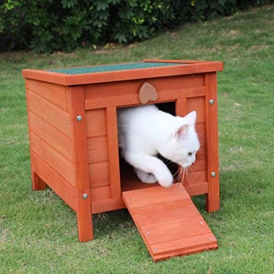 Image of BUNNY BUSINESS Rabbit/Guinea Pig/Cat Wooden Hide House Run Shelter 50 x 42 43cm, RED