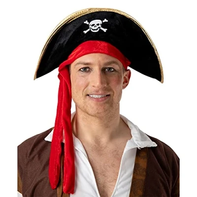 Image of Wicked Costumes Pirate Hat Black Outfit Accessory for Caribbean Fancy Dress