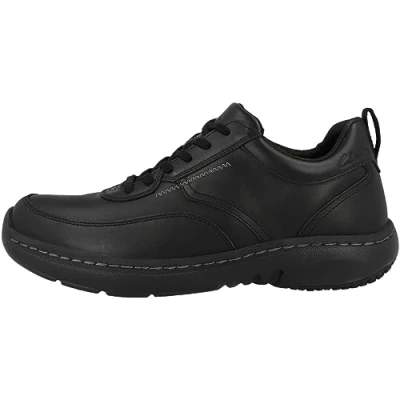 Image of Clarks Pro Lace Leather Shoes in Black Size 7