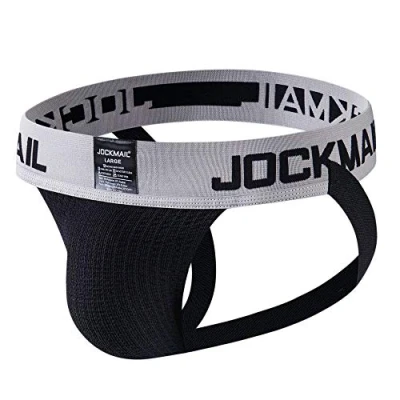 Image of JOCKMAIL Mens Jockstrap Athletic Supporter Underwear Sport Jock Strap Brief (XL, Black)