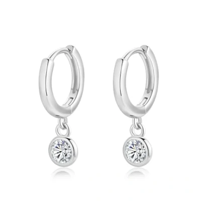 Image of Yulovee White Gold Plated Hoop Earrings for Women Dangle with Cystal Teen Girls Drop Huggie