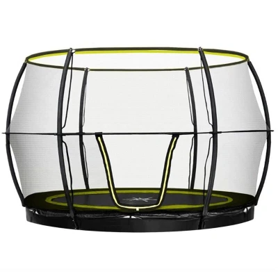 Image of Rebo® Flush FIt Inground Base Jump Trampoline with Halo ll Enclosure 10ft OutdoorToys Kids&#039; Outdoor for Gardens, Included, Weather Resistant