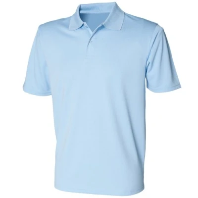Image of Henbury Mens Coolplus® Pique Polo Shirt (S) (Light Blue)