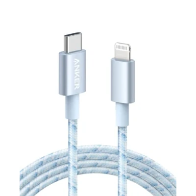 Image of Anker USB C to Lightning Cable New Nylon (6ft, MFi Certified) for iPhone 14/14 Pro/13/13 Pro/12 Pro Max /12/11 /X/XS/XR/ 8 Plus/AirPods Pro, Supports Power Delivery Winter Blue)