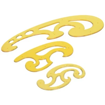 Image of Liquidraw® French Curve Set of 3 Rulers CLEAR/ORANGE Technical Drawing Stencil Templates Curves (Orange)