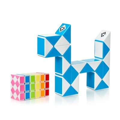 Image of CUBIDI® Magic Snake Cube Fidget Toy for Kids Travel Toys Ages 4 8 Great Gift Boys and Girls Birthday, Christmas, Stocking Stuffers 24 Blocks 2,2x1,7 cm Blue