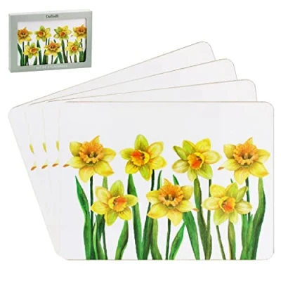 Image of Daffodil Placemats and Coasters Set of 4 Leonardo Collection