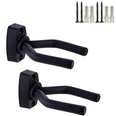 Image of CAIHONG Guitar Wall Mount 2 Pack, Hangers Hook Bracket Holder Stand Display with Screws Easy To Install Fits All Size Guitars, Bass, Mandolin, Banjo, Ukulele