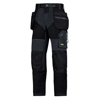 Image of Snickers FlexiWork Work Trousers+ Holster Pockets Black/Black 54