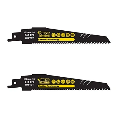 Image of 2 x SabreCut SCRS956XHM_2 Tungsten Carbide 152mm Variable 6 8 TPI S956XHM Very Fast Wood and Plastic Cutting Reciprocating Sabre Saw Blades Compatible with Bosch Dewalt Makita Many Others