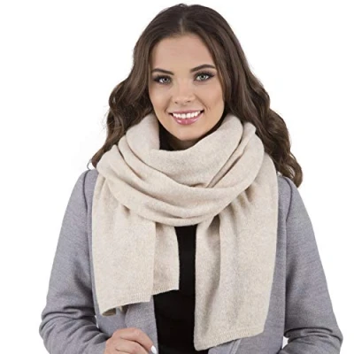 Image of Vivisence Elegant Ladies Winter Scarf Made Of Thick Soft And Warm Fabric For Ultimate Comfort Style Perfect Cold Autumn Days, Beige,UNI