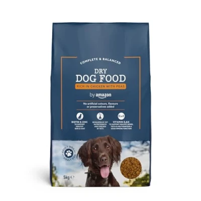 Image of by Amazon Complete Dry Dog Food for Adult Dogs, Rich in Chicken with Peas, 1 Pack of 5kg