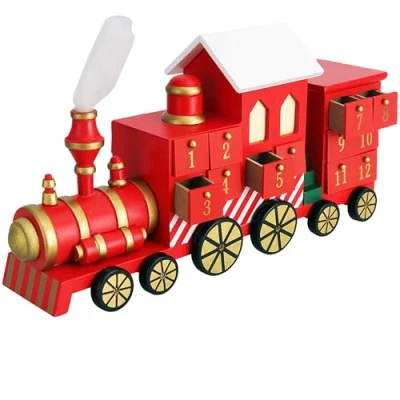 Image of Spielwerk® Traditional Wooden Christmas Advent Calendar 24 Days Of Gifts Behind Wood Doors Reusable Countdown For Kids and Adults Express