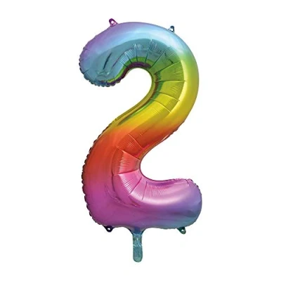 Image of 2 Shaped Rainbow Foil Balloon (86cm) Perfect for Celebrations, Party Decor, Birthday, &amp; More 1 Pc