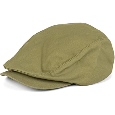 Image of styleBREAKER Unisex Convertible Cap, Solid Color, Flat Adjustable Hook and Loop Fastener, Newsboy Peaked Cap 04023004, Colour:Olive