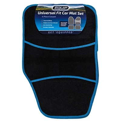 Image of Equip Car Floor Mat Universal Fit Blue Set of 4 Anti Slip with Binding Trim