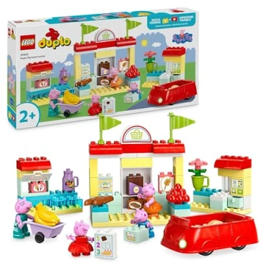 Image of LEGO DUPLO Peppa Pig Supermarket, Shop Toy with Car and 4 Figures Incl. Mummy, Daddy George, Early Development Activity, Toddler Learning Toys for 2 Plus Year Old Girls &amp; Boys, Gift Idea 10434