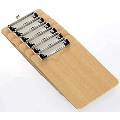 Image of LATERN A4 Clipboards 6 Pack, Low Profile Clip Hardboard with Sturdy Spring Grip &amp; Concealed Hanging Hole, Durable Wooden Boards for Office Work