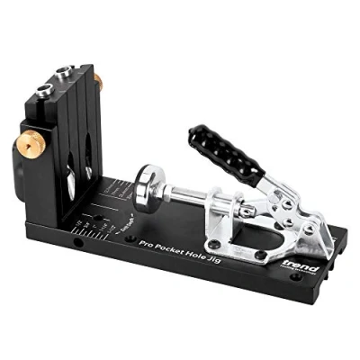 Image of Trend Pocket Hole Jig Pro Kit with Jig, Support Rods &amp; End Stops, Face Clamp, HSS Drill Bit Depth Collar, Square Drive Bits, 100 Screws Storage Case, PH/JIG/AK , 12.7 38mm