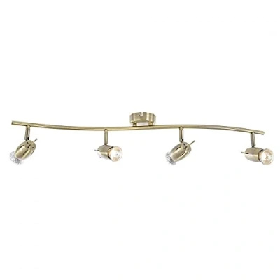 Image of LITECRAFT Frank Spotlight Bar Ceiling 4 Light with LED Bulbs Antique Brass