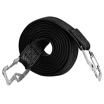 Image of Runaup Long Bungee Cords with Hooks, Highly Stretchy Clips Bike Motorbike Luggage Cord Rope,Great for Hand Carts, Cargo, Camping (2 Meter Black)