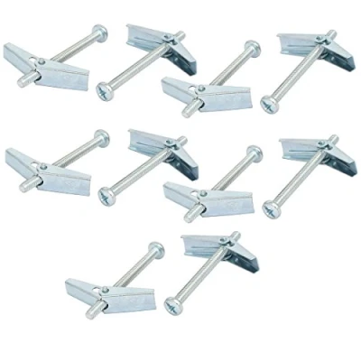 Image of sourcingmap M4 x 50mm Male Thread Spring Loaded Hollow Wall Round Head Toggle Bolt 10pcs