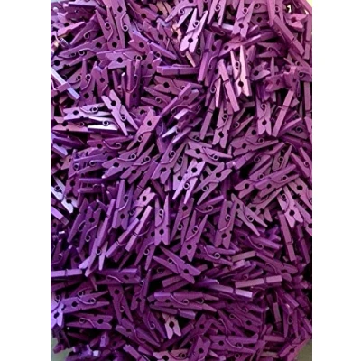 Image of celloexpress Pack of 50 25mm Mini Wooden Craft Pegs Purple