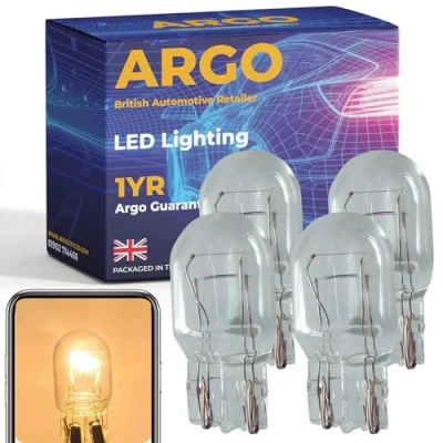 Image of Argo 4 Pcs W21/5w Bulb Halogen 12v DRL Daytime Running Lights W21w 7443 Brake Light Bulbs Upgrade Super Bright T20 Car Van Wedge 580 Headlight