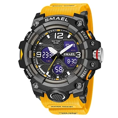 Image of Military Watches for Men Tactical Waterproof Outdoor Sports Watch Analog Digital Multifunction Dual Display Mens Wristwatch, C Orange