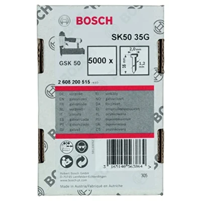 Image of Bosch Professional 5000x Finish Nails SK50 16G (1.2/18 g, 2.0x1.00x35 mm, Galvanised, Accessories for Nail Guns, Pneumatic Nailers)