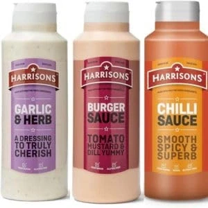 Image of Harrison Multiple Sauce Pack of 3 Bottles 1 Liter Each Vegan Friendly, Delicious Sauce, Dairy and Artificial Color or Flavor Made in UK (Chili/Burger/Garlic Herb)