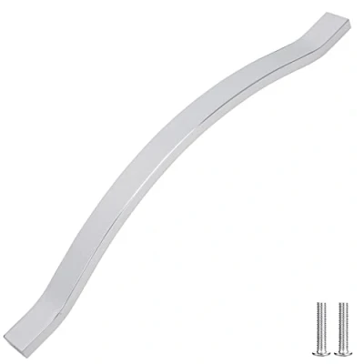 Image of Decoranddecor Bow Pull Handles for Cabinets Cupboards Furnitures Alloy Material (Polished Chrome, 224mm)