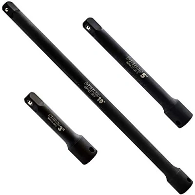 Image of Neiko 00234A 3/8 Inch Drive Impact Extension Bar Set, Made with CRV Steel, 3 Inch, 5 and 10 Sizes, Piece Set