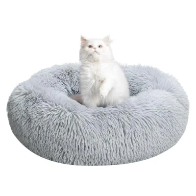 Image of TOHDNC Cat Dog Round Bed 50cm, Calming Fluffy Plush Anti Anxiety Cozy Donut Pet Cuddler with Non Slip Bottom Warming Washable Cushion for Small Medium Dogs and Cats
