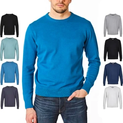 Image of Castle Point CSPKNT003 Men&#039;s Cotton Jumper Pullover Sweater, Crew Neck, Peacock, L