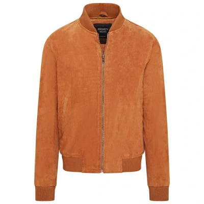 Image of Infinity Leather Mens Soft Goat Suede MA 1 Varsity Bomber Jacket Dalian Brown Size 2XL