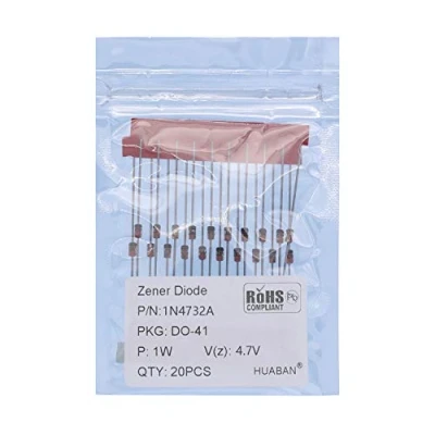 Image of 100PCS 1N4732A 1N4732 Silicon Planar Power Zener Diode 1W 4.7V DO 41 (DO 204AL) Axial Diodes 1 Watt 4.7 Volt
