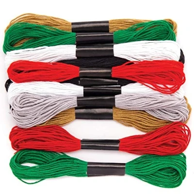 Image of Baker Ross AW921 Christmas Embroidery Thread Value Pack, Festive Arts and Crafts (Pack of 12), Assorted